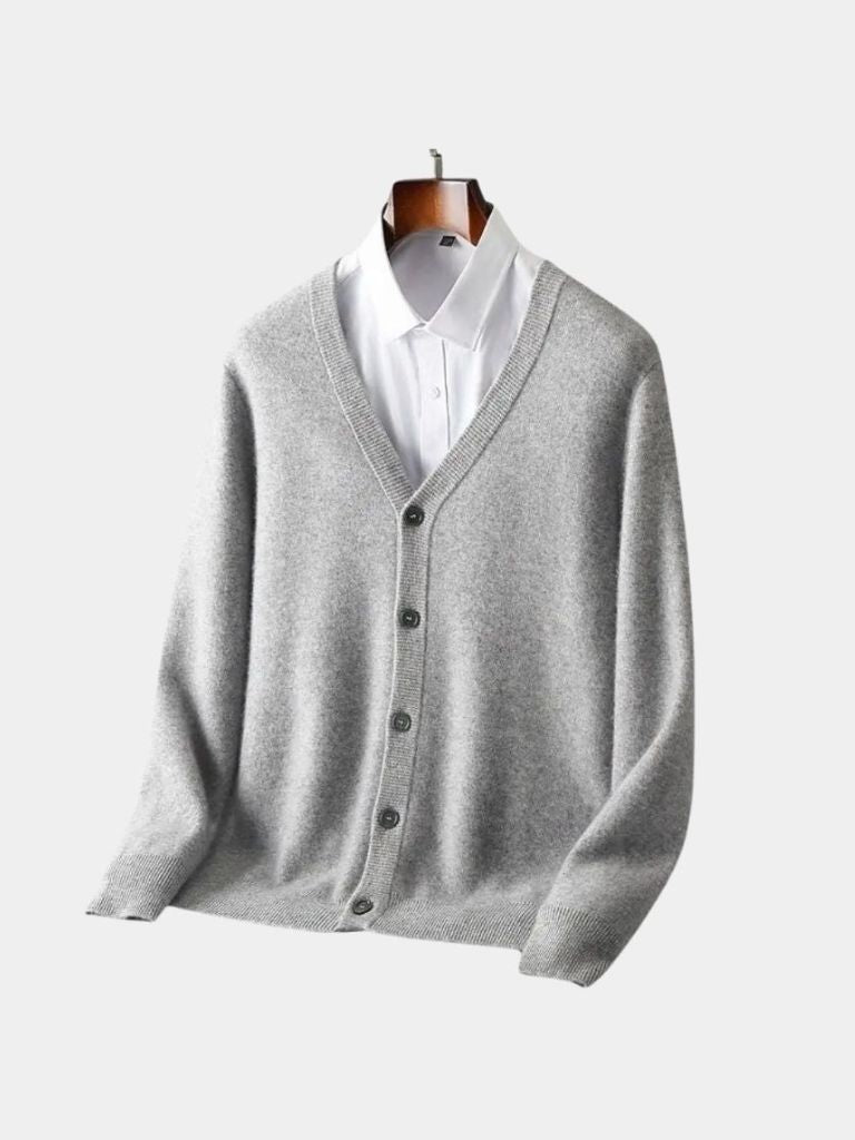 100% Merino Wool V Neck Knitwear Cardigan Sweater - Cross & Crown - Cross & Crown