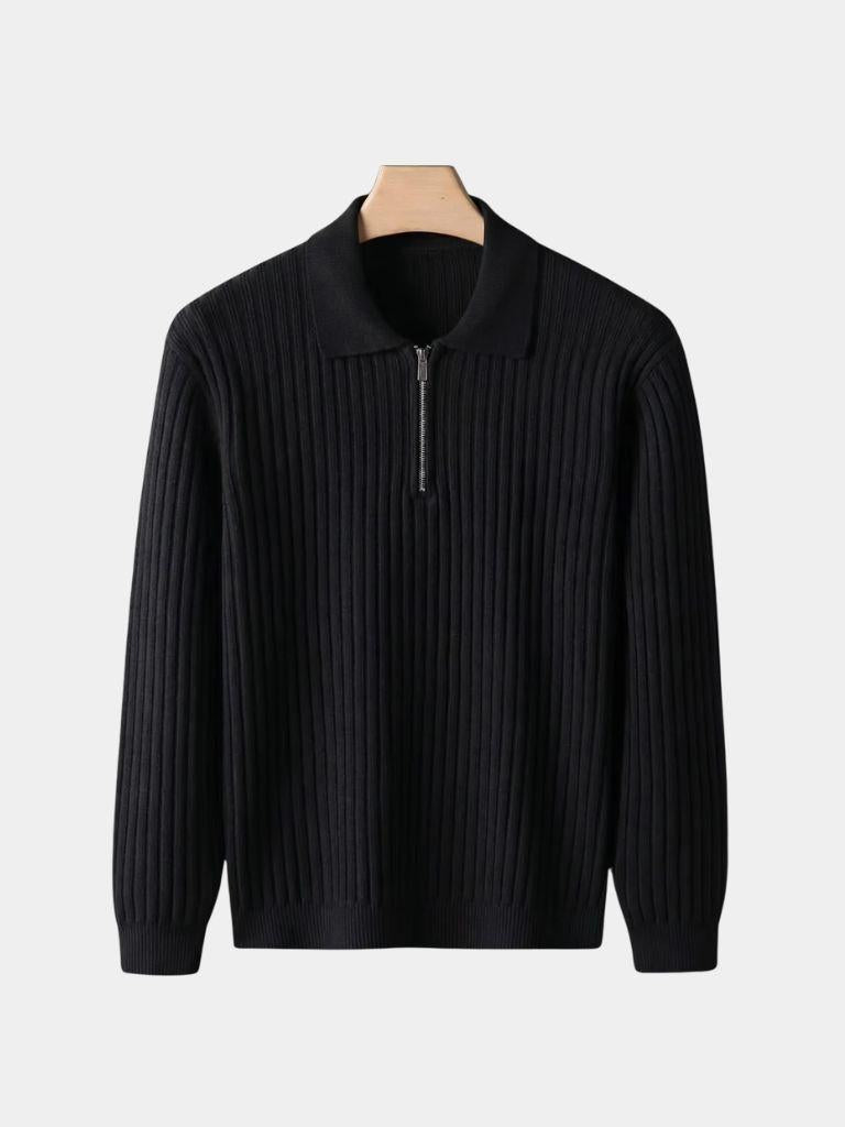 Elegant Quarter Zip Long Sleeve Polo - Cross & Crown