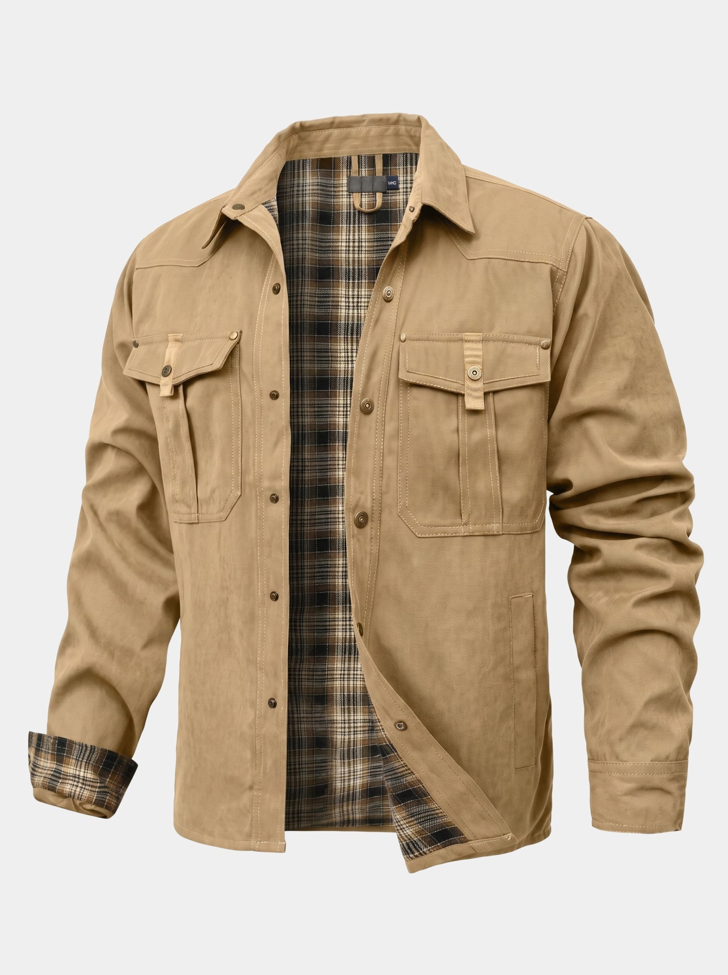 Chaqueta con broches y forro de franela Forge – Cross & Crown