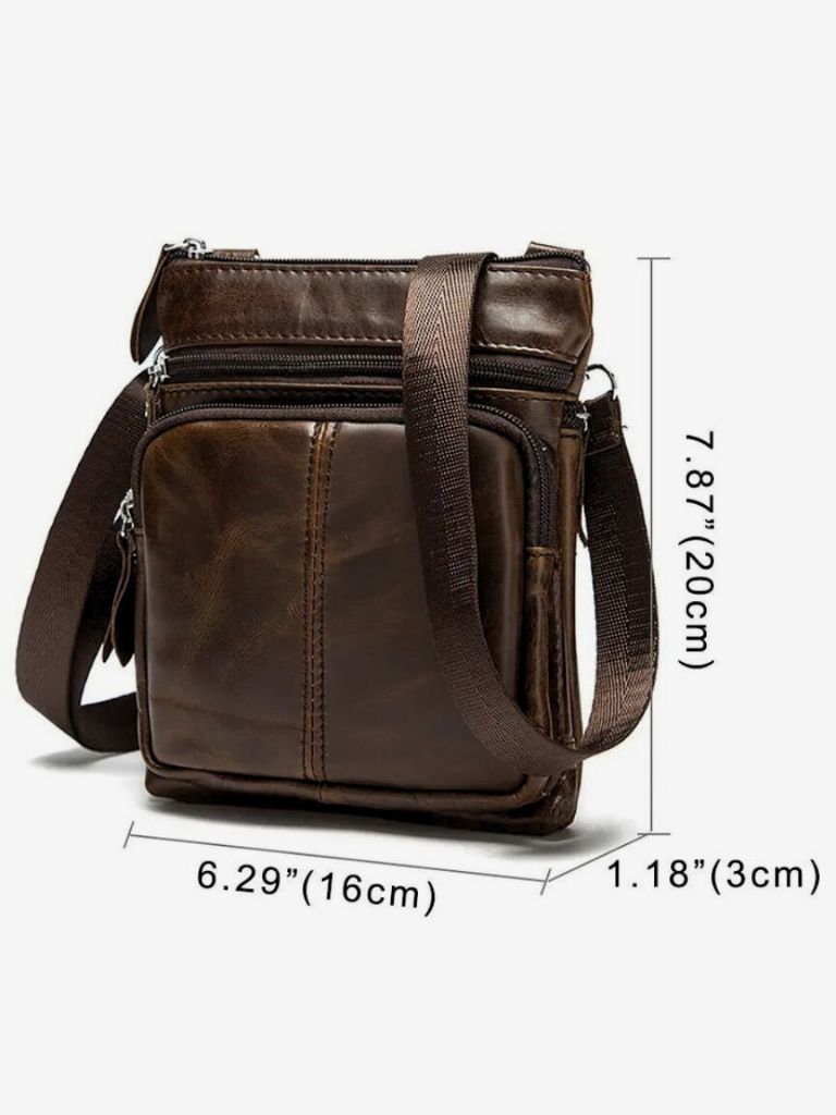 Lederschultertasche zum Umhängen – Cross & Crown