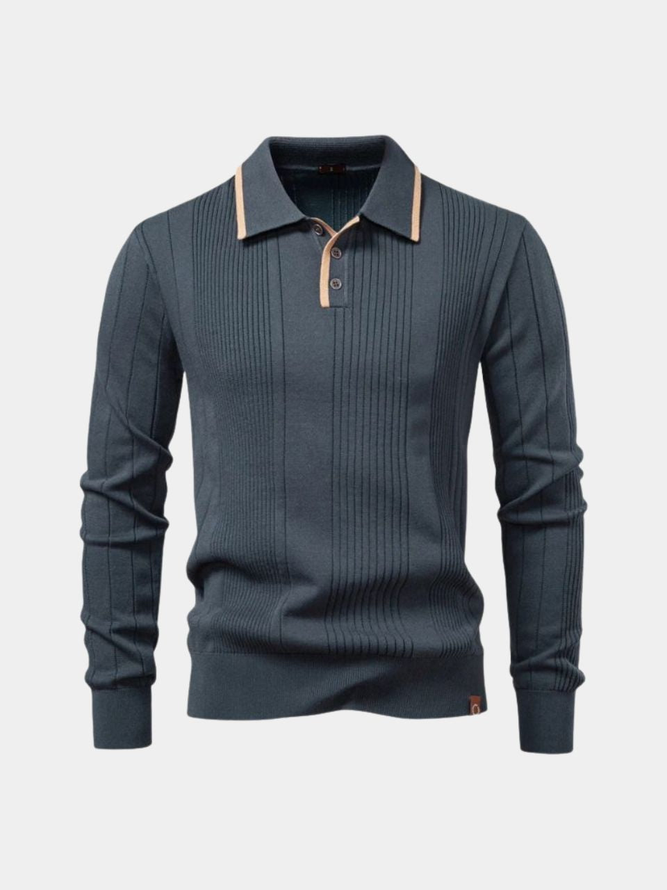 Vertical Ridge Knit Polo Shirt - Cross & Crown