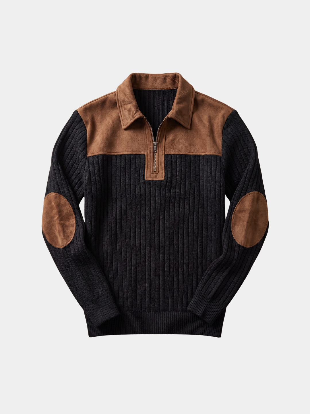 Camborne Elbow Patch Quarter Zip Pullover - Cross & Crown