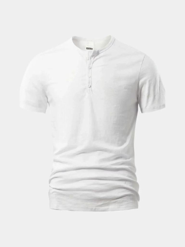 Essential Casual Henry Neck T-Shirt - Cross & Crown - Cross & Crown