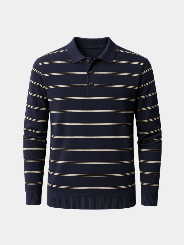 Navy Sunset Striped Polo - Cross & Crown - Cross & Crown