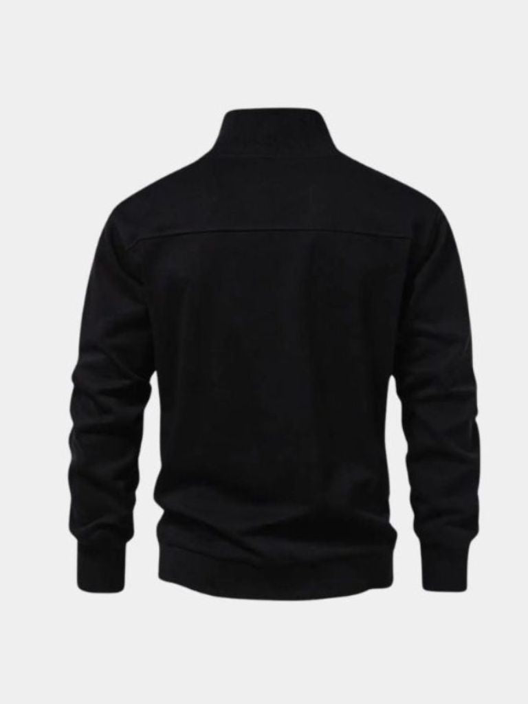 Zip Black Lapel Sports Hoodie Sweatshirt - Cross & Crown - Cross & Crown