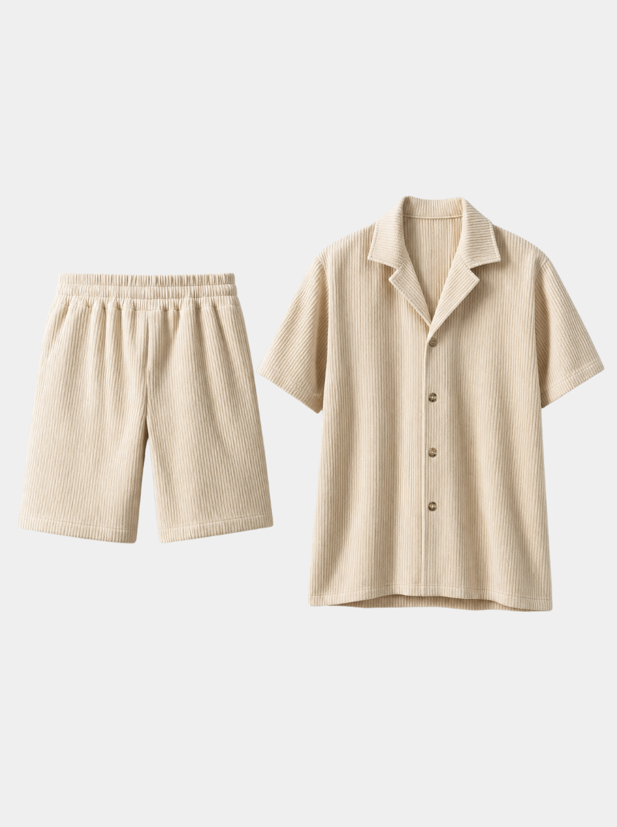 Minimalist Corduroy Set Shorts and Shirt - Cross & Crown