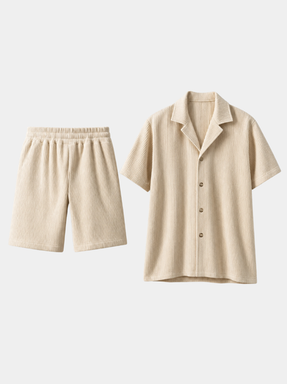 Minimalist Corduroy Set Shorts and Shirt - Cross & Crown