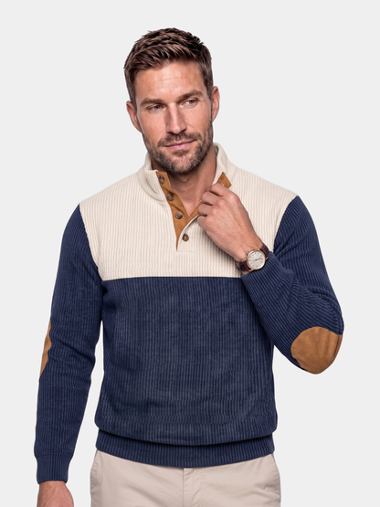 High Collar Corduroy Retro Pullover - Cross & Crown