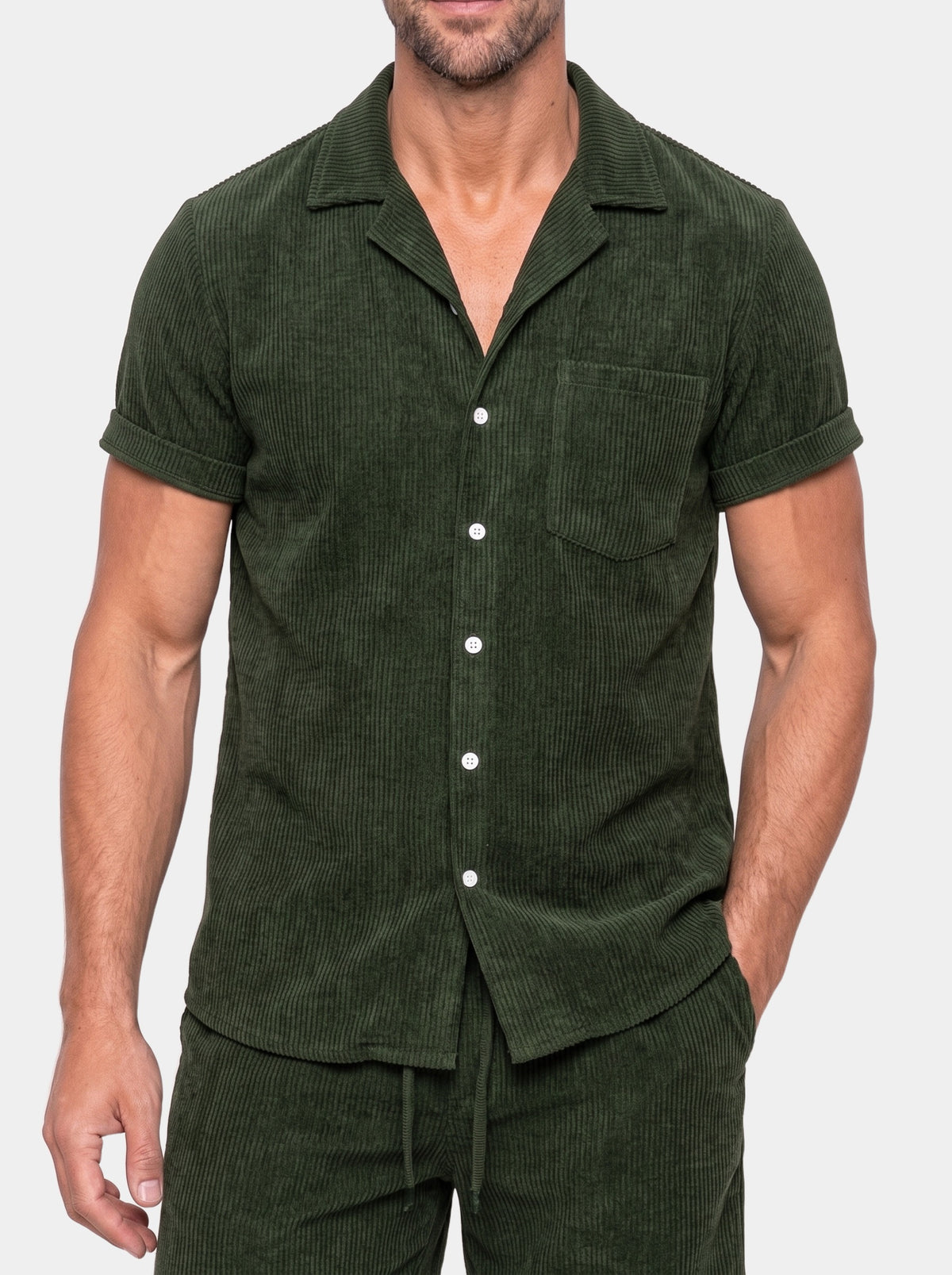 Summer Corduroy Set Shorts and Shirt - Cross & Crown - torso