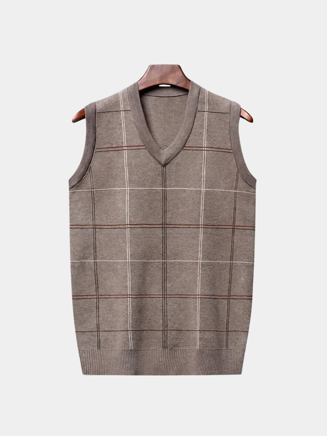 Gilet tricoté à carreaux style universitaire - Cross & Crown