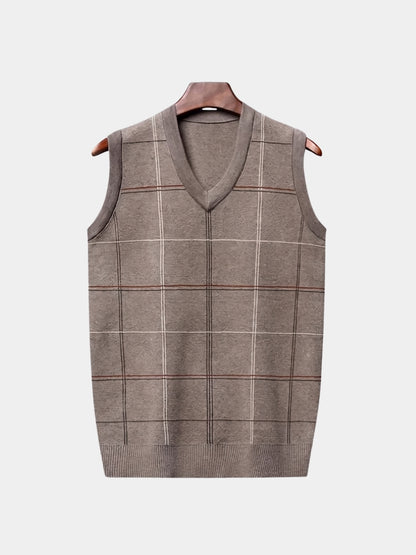 Gilet tricoté à carreaux style universitaire - Cross & Crown