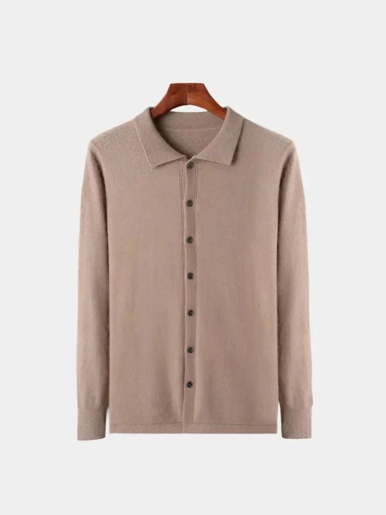 100% Cashmere Polo Cardigan - Cross & Crown - Cross & Crown