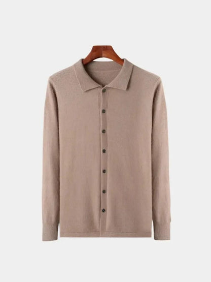 100% Cashmere Polo Cardigan - Cross & Crown - Cross & Crown