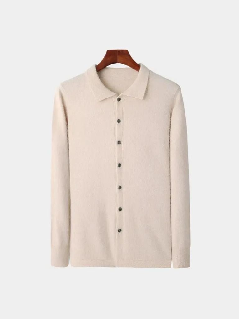100% Cashmere Polo Cardigan - Cross & Crown - Cross & Crown