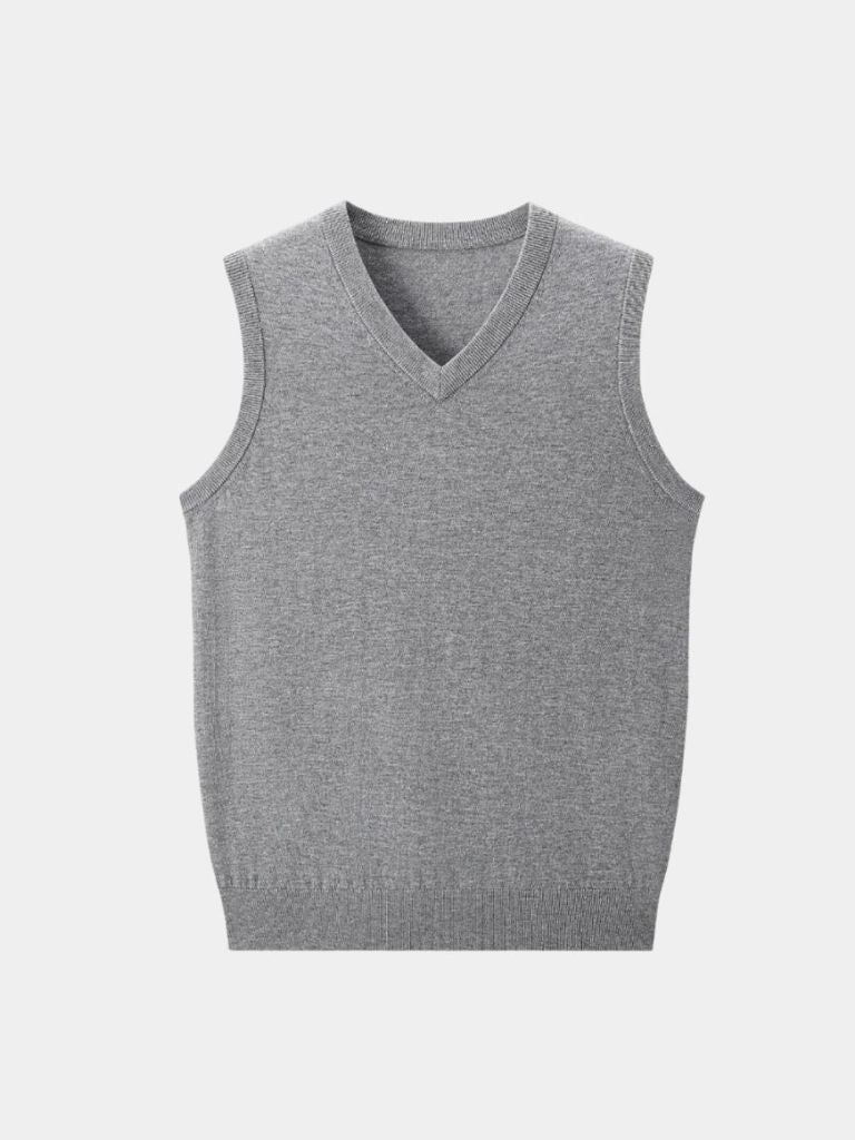100% Cashmere V Neck Knit Vest - Cross & Crown - Cross & Crown