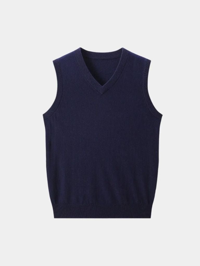 100% Cashmere V Neck Knit Vest - Cross & Crown - Cross & Crown