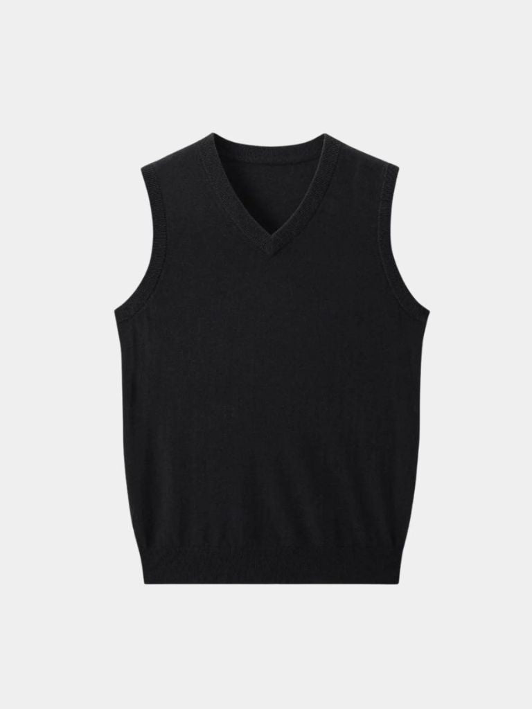 100% Cashmere V Neck Knit Vest - Cross & Crown - Cross & Crown