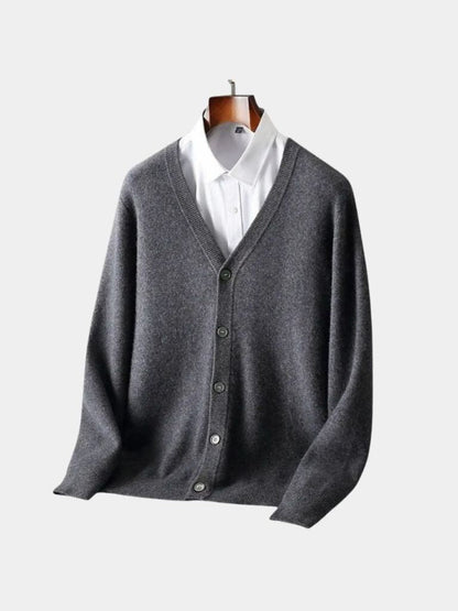 100% Merino Wool V Neck Knitwear Cardigan Sweater - Cross & Crown - Cross & Crown