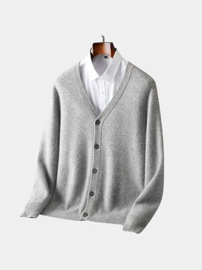 100% Merino Wool V Neck Knitwear Cardigan Sweater - Cross & Crown - Cross & Crown