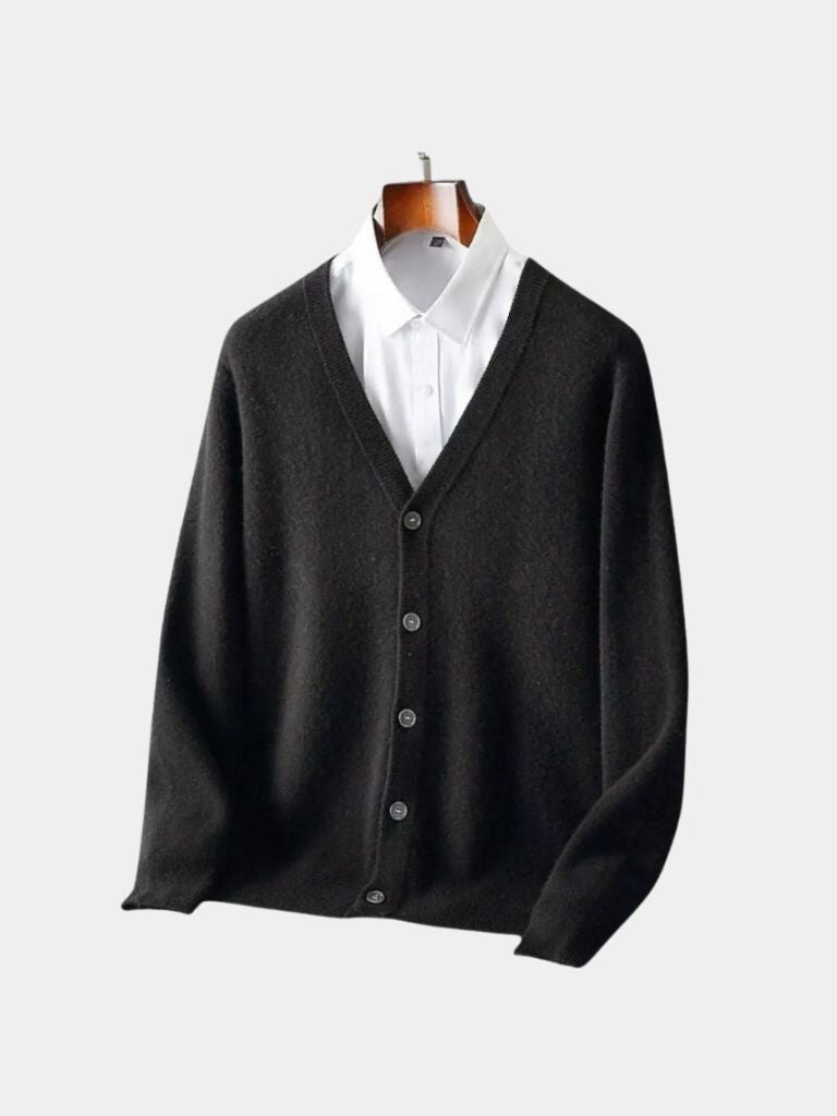 100% Merino Wool V Neck Knitwear Cardigan Sweater - Cross & Crown - Cross & Crown