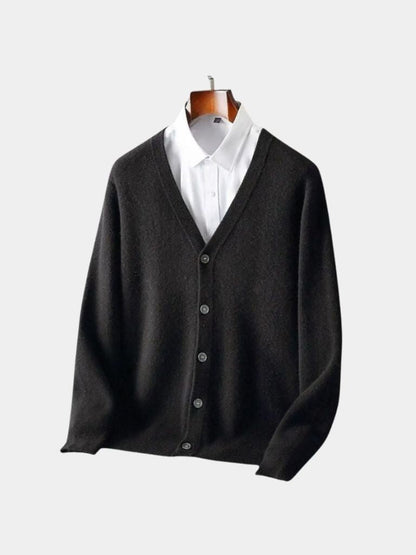 100% Merino Wool V Neck Knitwear Cardigan Sweater - Cross & Crown - Cross & Crown
