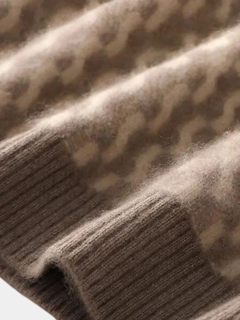 100% Wool Geometric Crew Neck Pullover Sweater - Cross & Crown - Cross & Crown