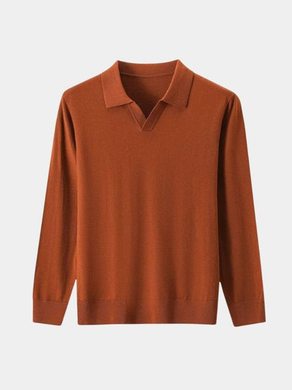 100% Wool Knit V Neck Turndown Pullover Sweater - Cross & Crown - Cross & Crown