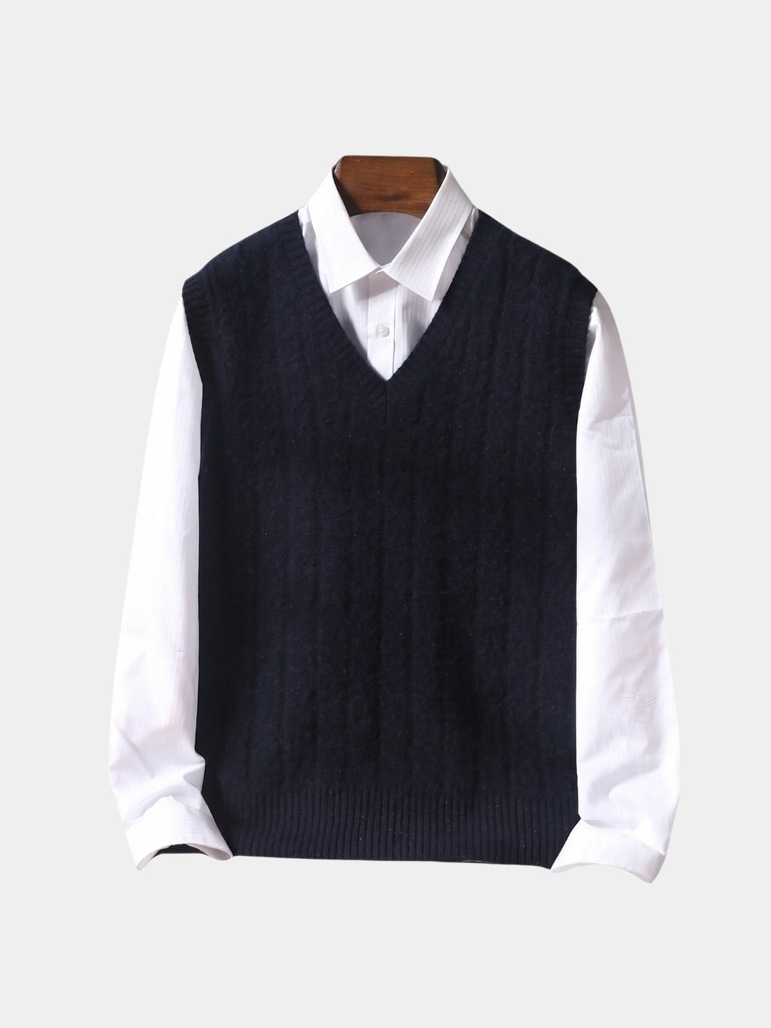 Colete de suéter pulôver de lã merino 100% - Cross & Crown