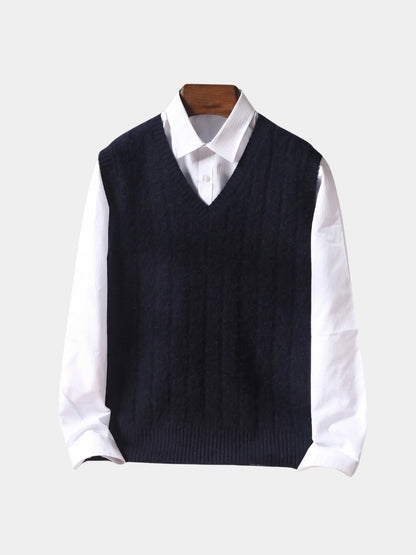 Colete de suéter pulôver de lã merino 100% - Cross & Crown