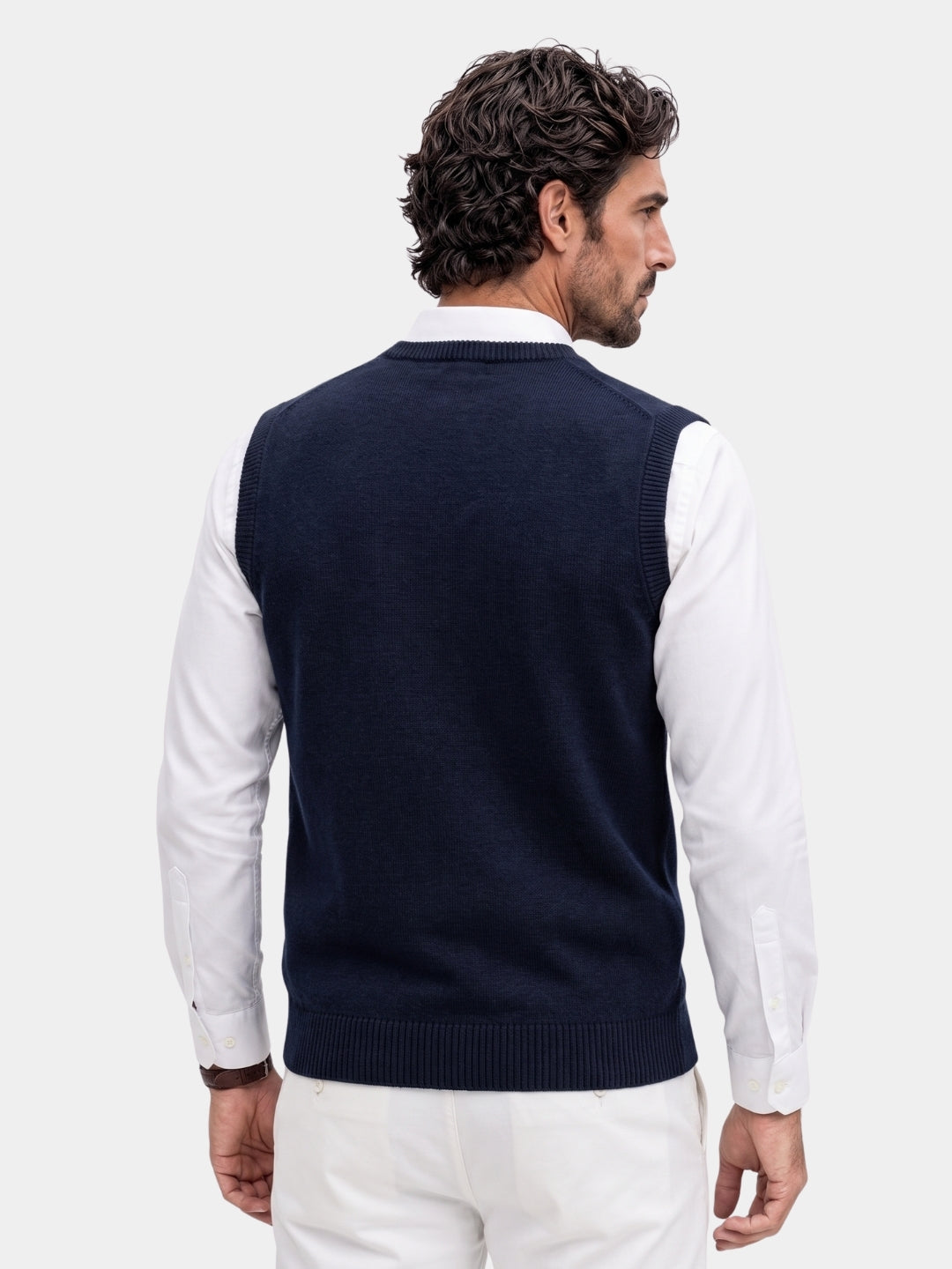 Colete de suéter pulôver de lã merino 100% - Cross & Crown
