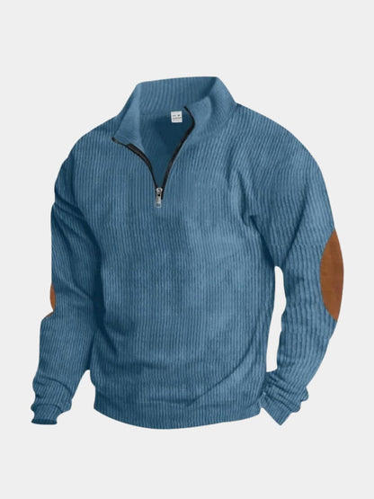 High Collar Quarter Zip Corduroy Pullover - Cross & Crown