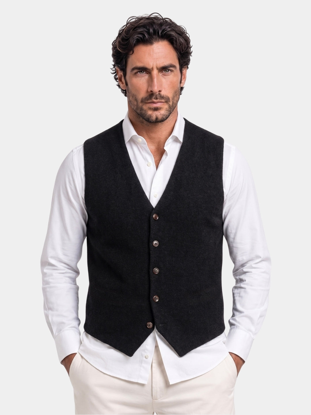 Cashmere Cardigan Vest  - Cross & Crown