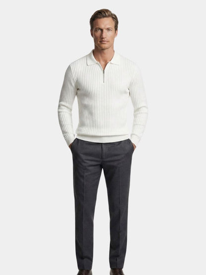 Elegant Quarter Zip Long Sleeve Polo - Cross & Crown
