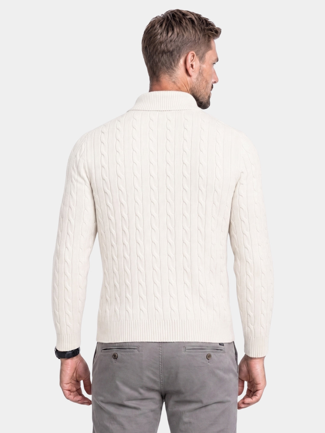 Premium Cable-Knit Zip Neck Sweater - Cross & Crown