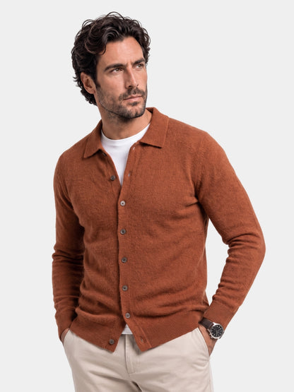 Cárdigan tipo polo de 100 % cachemir - Cross & Crown