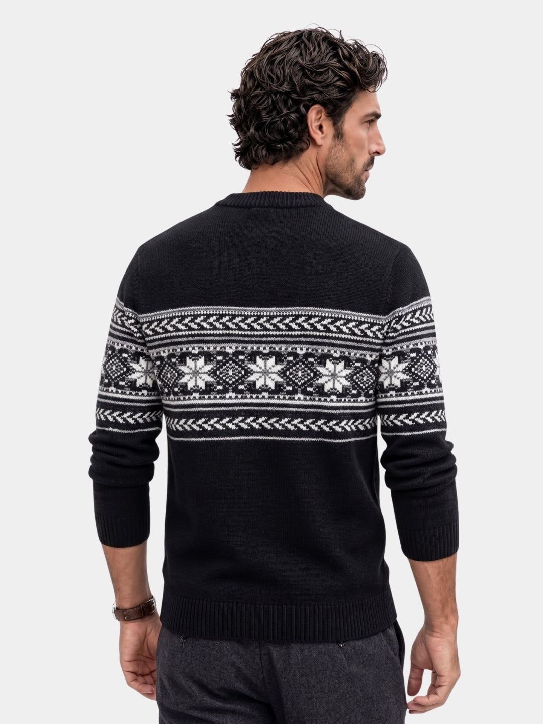 100% Wool Fair Isle Pullover Sweater Jumper - Cross & Crown