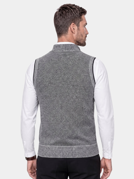 Elegant Full-Zip Sweater Vest - Cross & Crown