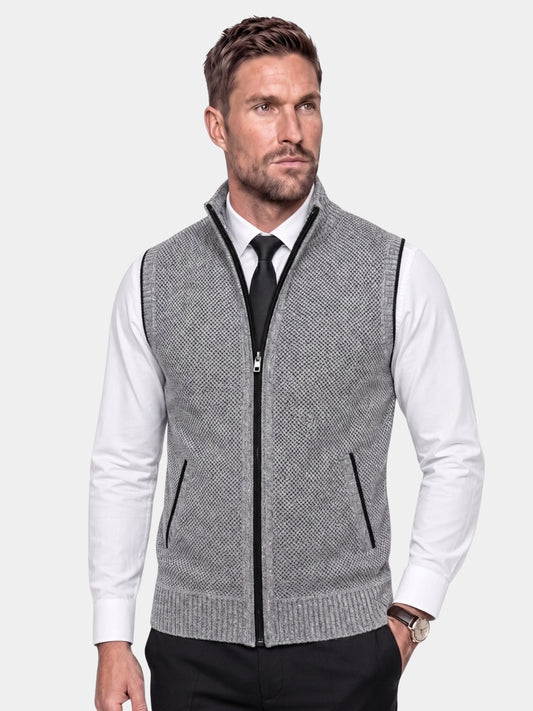 Elegant Full-Zip Sweater Vest - Cross & Crown