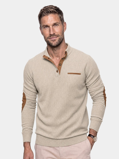 Monaco Lässiger Henley-Pullover – Cross & Crown