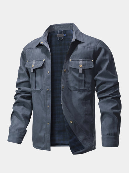Chaqueta con broches y forro de franela Forge – Cross & Crown
