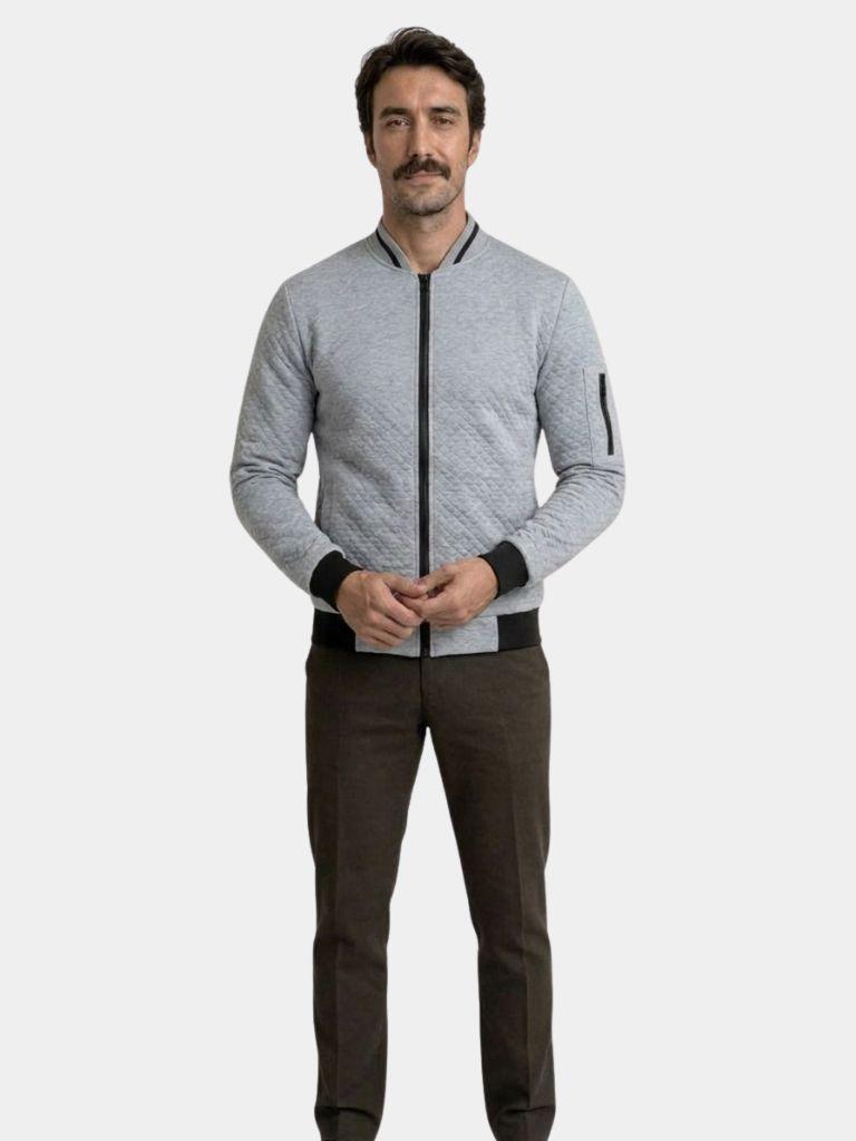 Textured Casual Bomber Jacket - Cross & Crown