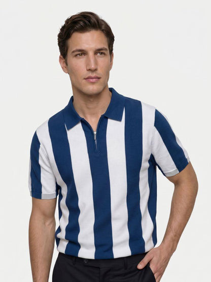 Navy Stripe Polo - Cross & Crown