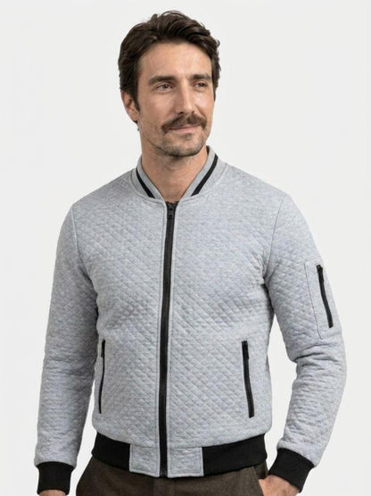 Textured Casual Bomber Jacket - Cross & Crown