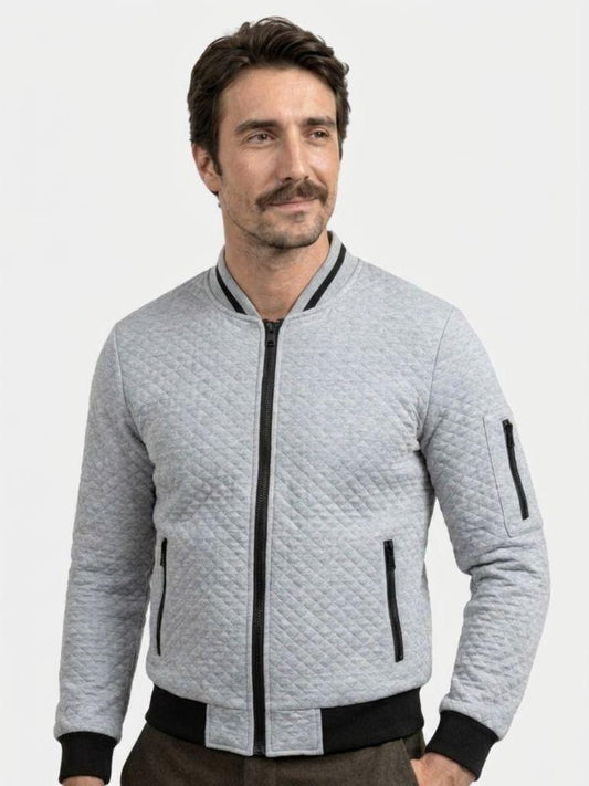 Textured Casual Bomber Jacket - Cross & Crown