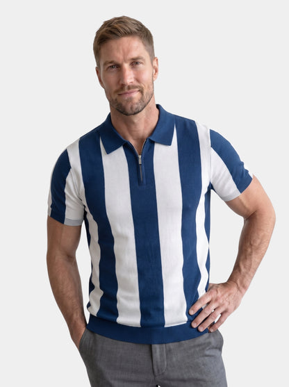 Navy Stripe Polo - Cross & Crown
