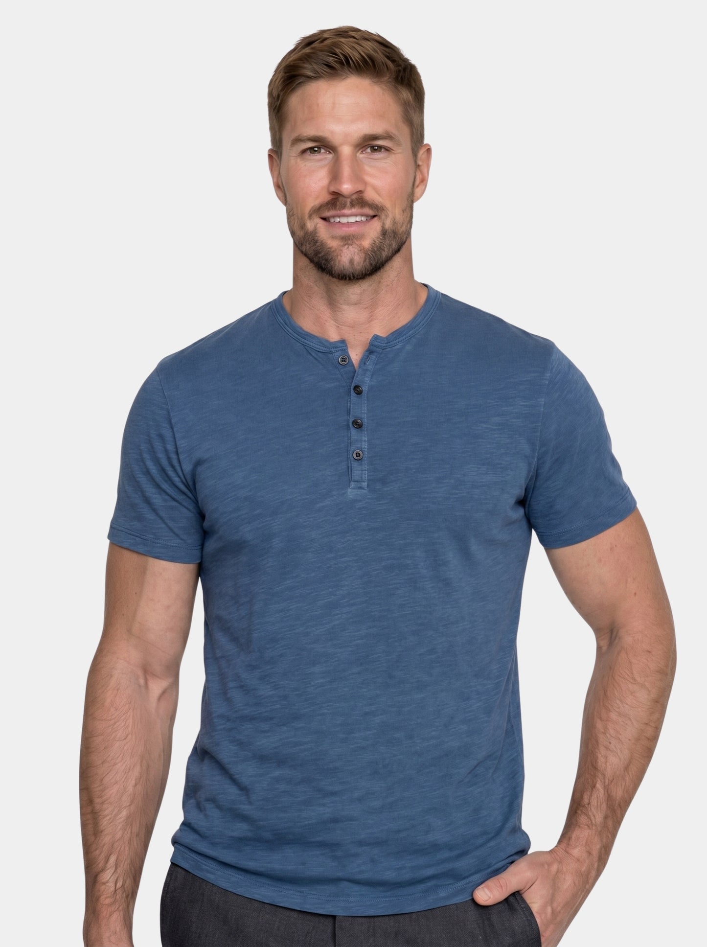 Essential Casual Henley Neck T-Shirt - Cross & Crown