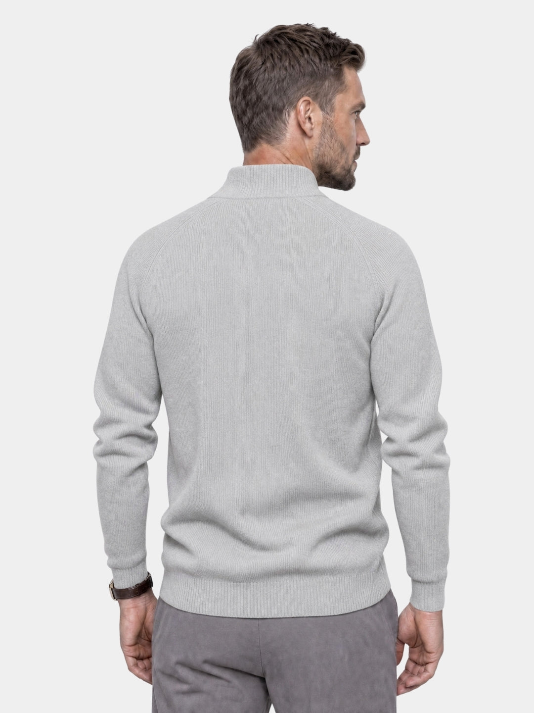 Suéter Elegante com Zíper de Um Quarto - Cross & Crown