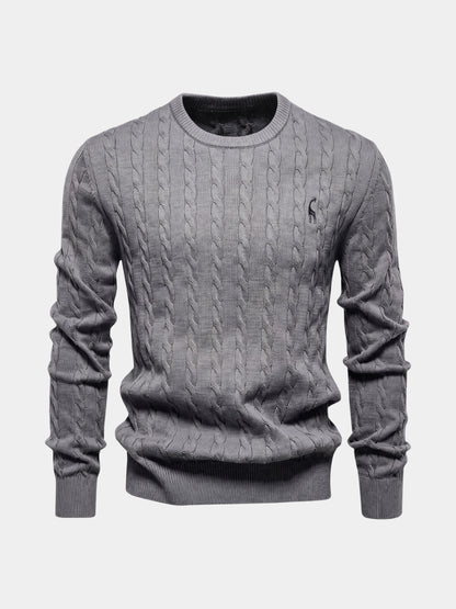 Cotton  Crew Neck Pullover Sweater - Cross & Crown