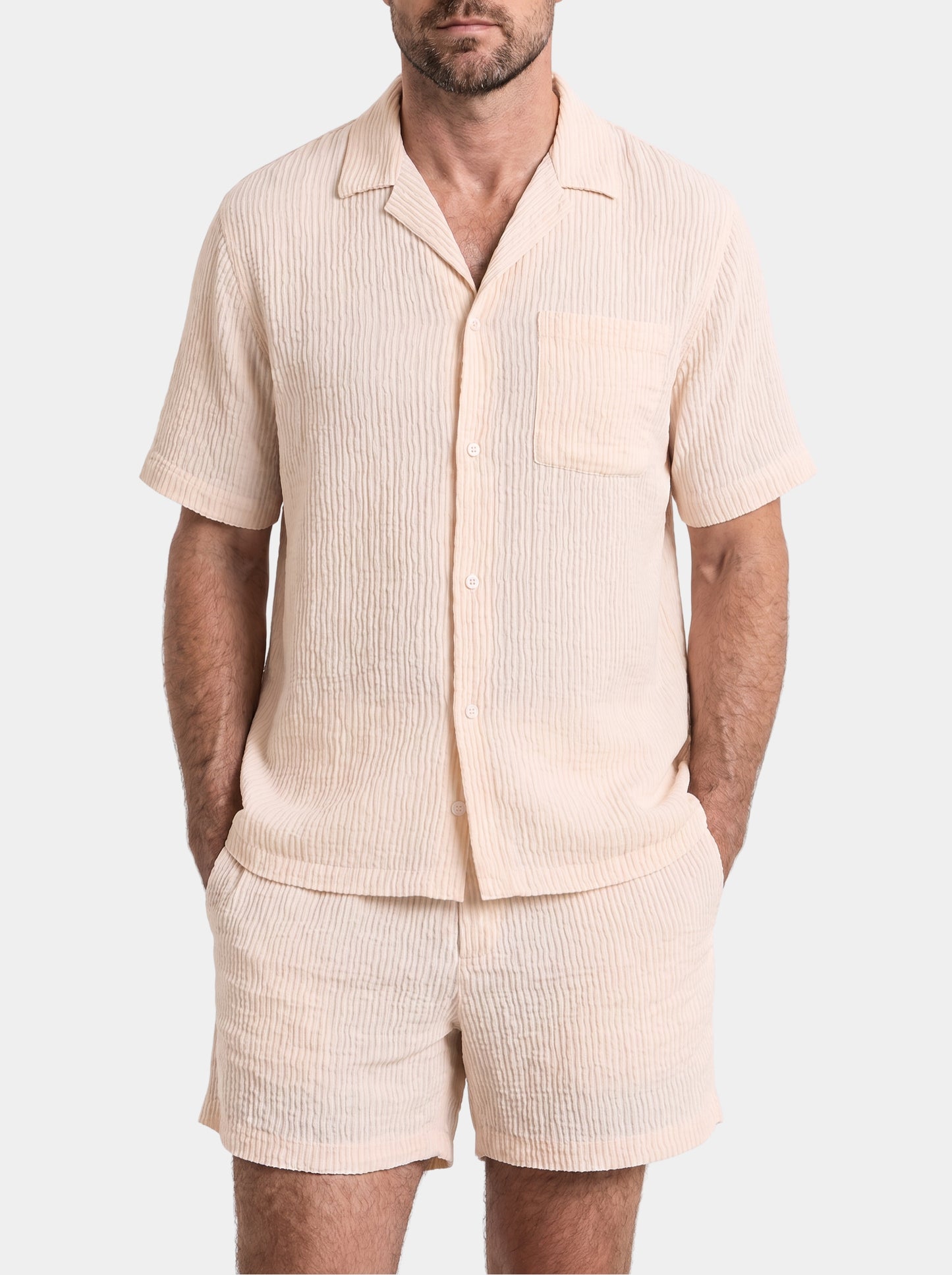 Minimalist Corduroy Set Shorts and Shirt - Cross & Crown