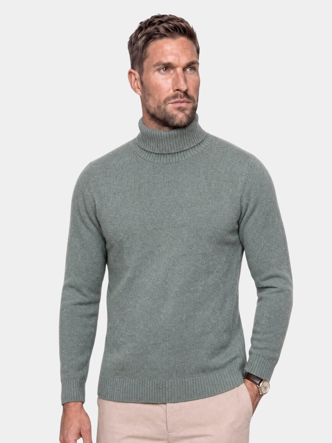 Jersey de cuello alto de lana merina 100% - Cross & Crown